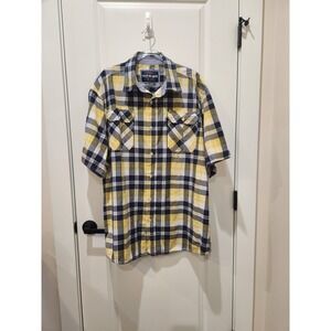 Ecko Unltd. Men's Yellow Plaid Button Up Shirt  Size 3XL Hip Hop Y2K 90s Urban